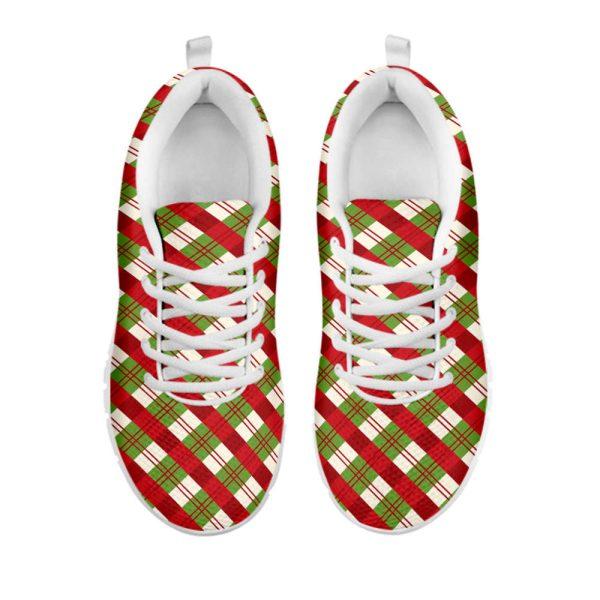 Christmas Sneaker, Merry Christmas Plaid Pattern Print Running Shoes, Christmas Shoes, Christmas Running Shoes, Christmas Shoes 2023