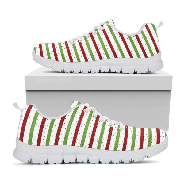 Christmas Sneaker, Merry Christmas Striped Pattern Print Running Shoes, Christmas Shoes, Christmas Running Shoes, Christmas Shoes 2023