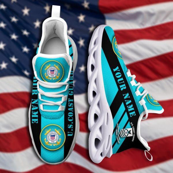 Custom Name Rank Military Shoes, US Coast Guard Military Veteran Clunky Sneakers, Veterans Shoes, Max Soul Shoes
