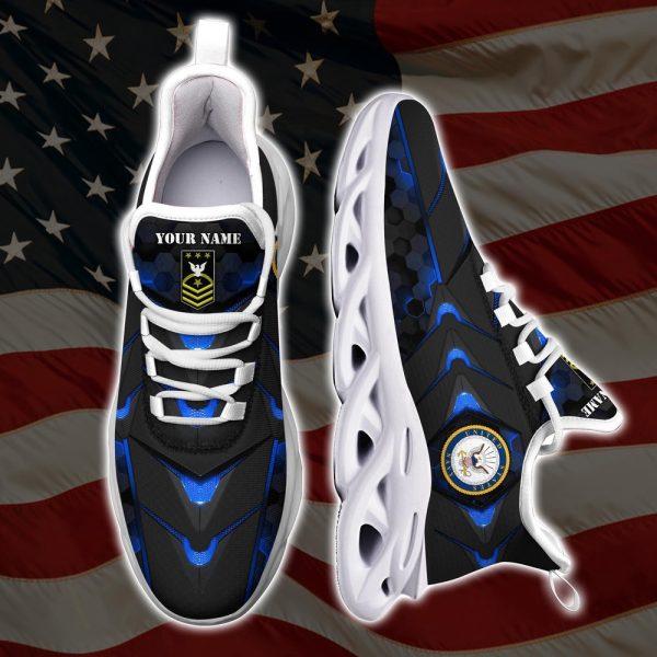 Custom Name Rank Military Shoes, US Navy Custom Name Clunky Sneakers, Veterans Shoes, Max Soul Shoes