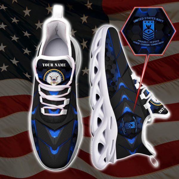 Custom Name Rank Military Shoes, US Navy Military Veteran Clunky Sneakers, Veterans Shoes, Max Soul Shoes