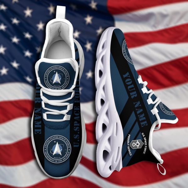 Custom Name Rank Military Shoes, US Space Force Military Veteran Clunky Sneakers, Veterans Shoes, Max Soul Shoes