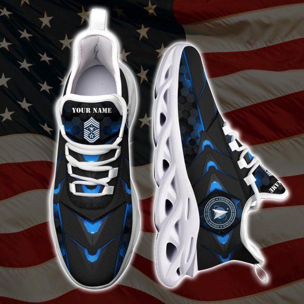 Custom Name Rank Military Shoes, US Space Force Ranks Veteran Military Clunky Sneakers, Veterans Shoes, Max Soul Shoes