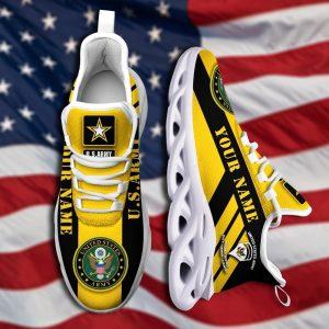 Custom Name Rank Military Shoes, Us Army Veteran Clunky Sneakers, Veterans Shoes, Max Soul Shoes, Veterans Clunky Shoes