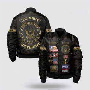 Navy Bomber Jacket, Custom Name Rank US…