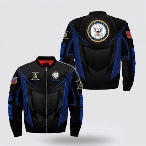 Navy Bomber Jacket, Personalized Name Rank United…