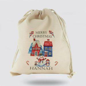 Personalised Christmas Sack, Canvas Sack With Block…