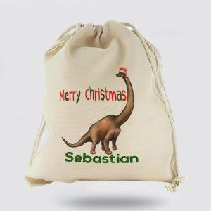 Personalised Christmas Sack Canvas Sack With Dino Text And Santa Hat Diplodocus Dinosaur Xmas Santa Sacks Christmas Bag Gift 1 uxeczf.jpg