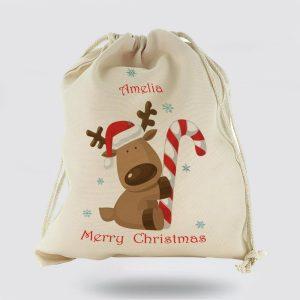 Personalised Christmas Sack, Canvas Sack With Festive…