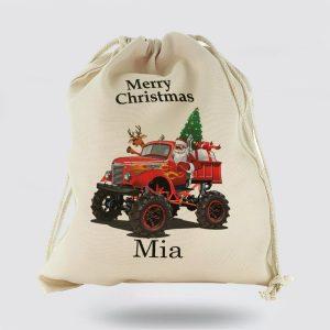 Personalised Christmas Sack Canvas Sack With Merry Christmas Name And Santa Red Monster Truck Xmas Santa Sacks Christmas Bag Gift 1 ss7dh4.jpg