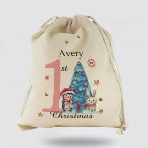 Personalised Christmas Sack, Canvas Sack With Winter…