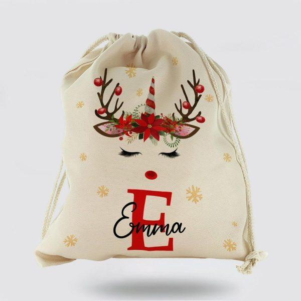 Personalised Christmas Sack, Christmas Gift Sack Christmas Unicorn, Xmas Santa Sacks, Christmas Bag Gift
