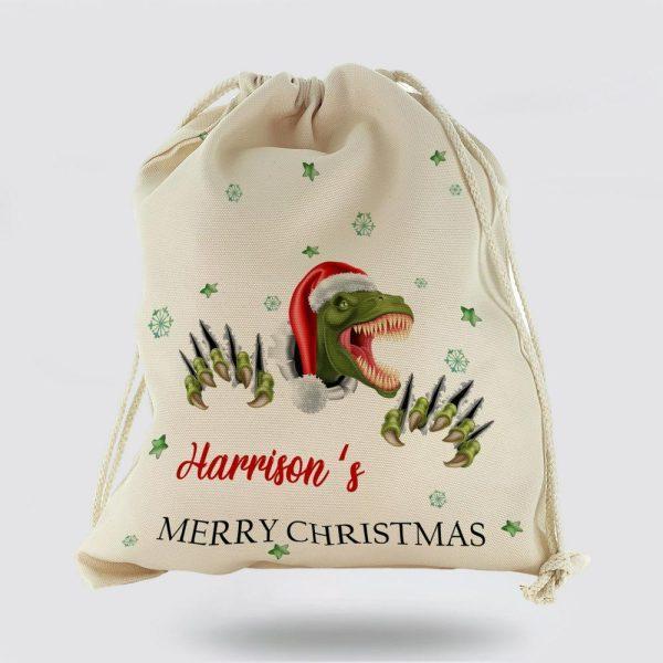 Personalised Christmas Sack, Christmas Gift Sack Dinosaurs Christmas, Xmas Santa Sacks, Christmas Bag Gift