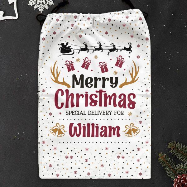 Personalised Christmas Sack, Custom Name Santa Sack Santa Bag Special Delivery, Xmas Santa Sacks, Christmas Tree Bags, Christmas Bag Gift