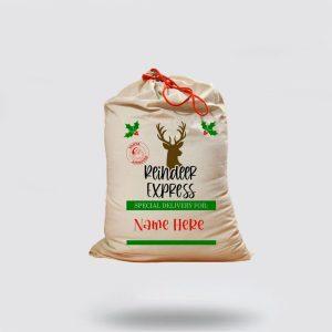 Personalised Christmas Sack, Reindeer Express Santa Sack,…