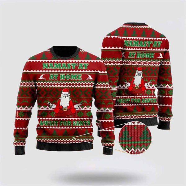 Santa Claus Sweater, Yoga With Santa Claus Ugly Christmas Sweater, Santa Claus Outfit History