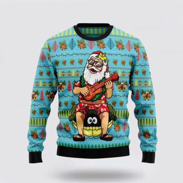 Santa Claus Sweater, Aloha Santa Claus Play Guitar Xmas Ugly Sweater, Funny Santa Sweaters, Santa Claus Outfit History