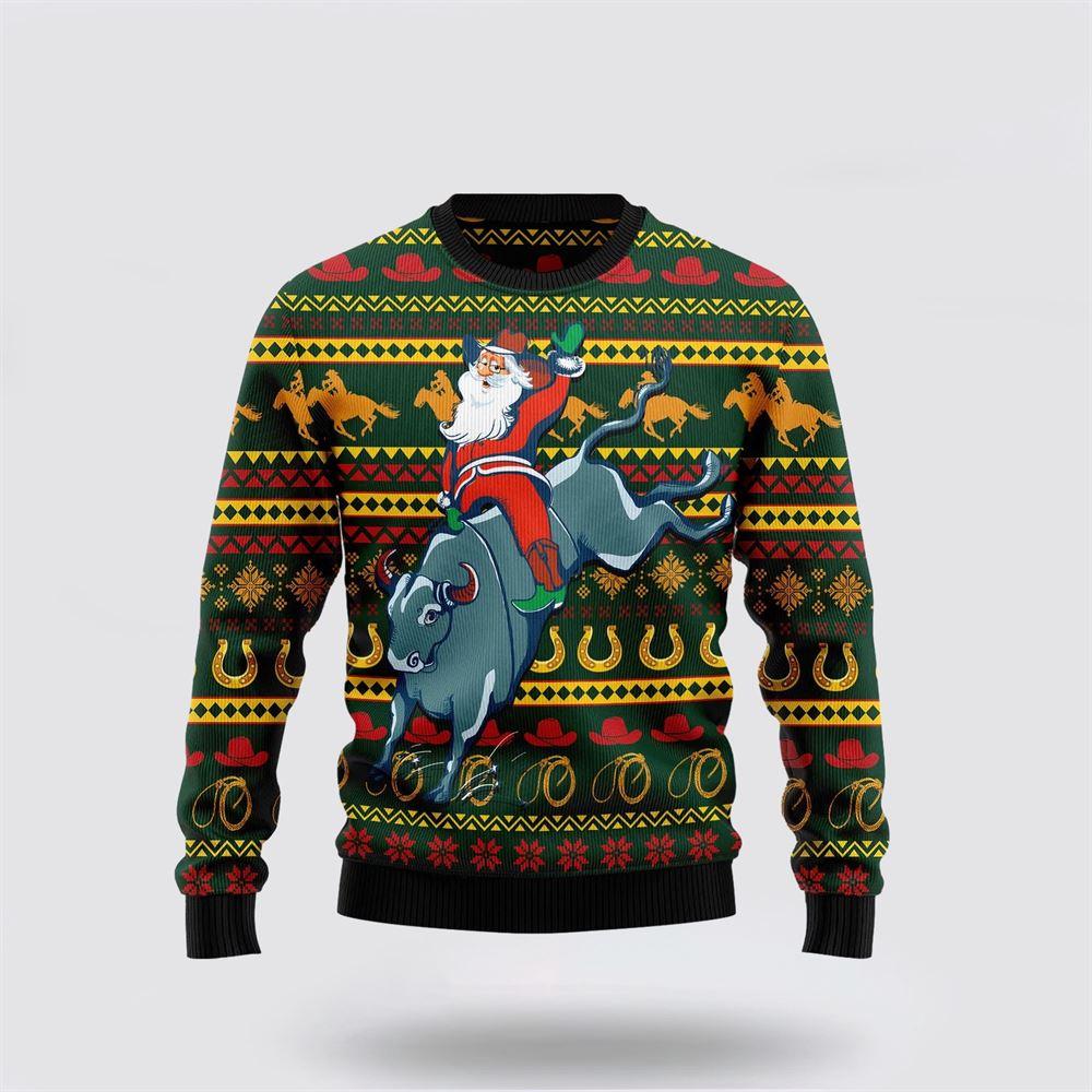 Santa Claus Sweater, Amazing Cowboy Santa Claus Ugly Christmas Sweater, Santa Claus Outfit History