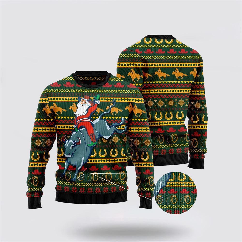 Santa Claus Sweater, Amazing Cowboy Santa Claus Ugly Christmas Sweater, Santa Claus Outfit History