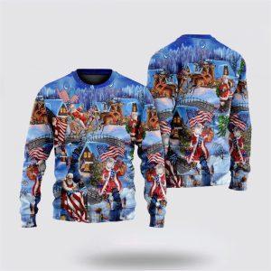 Santa Claus Sweater, America Christmas Patriotic Santa…