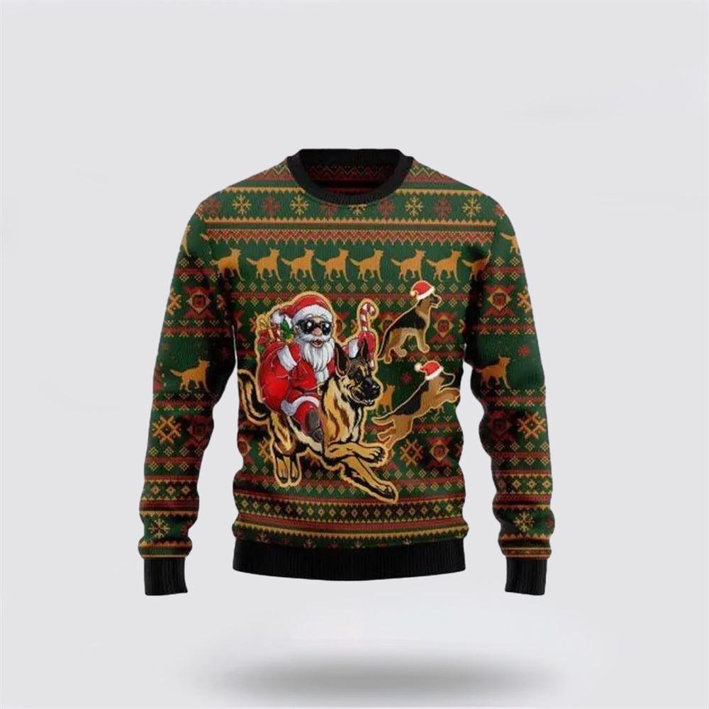 Santa Claus Sweater, Awesome German Shepherd Dog Santa Claus Ugly Christmas Sweater, Santa Claus Outfit History