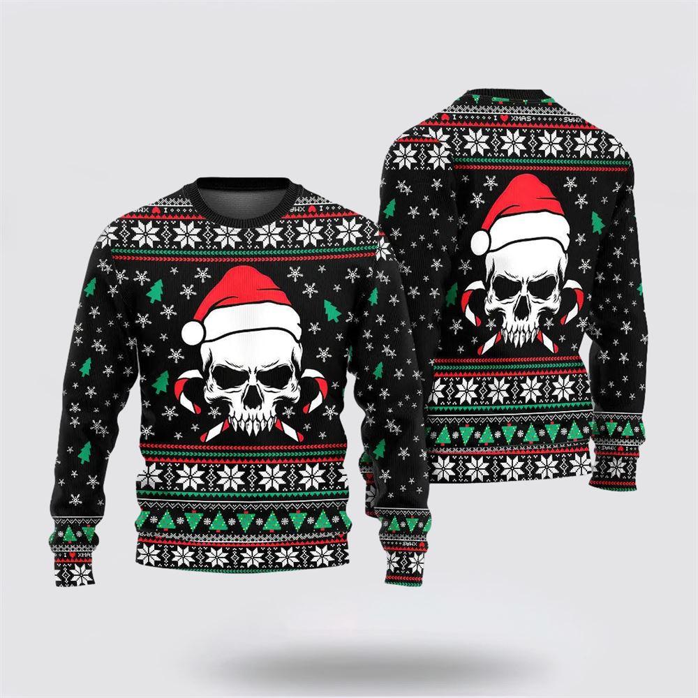 Santa Claus Sweater, Christmas Skull Wearing Santa Claus Ugly Christmas Sweater, Santa Claus Outfit History