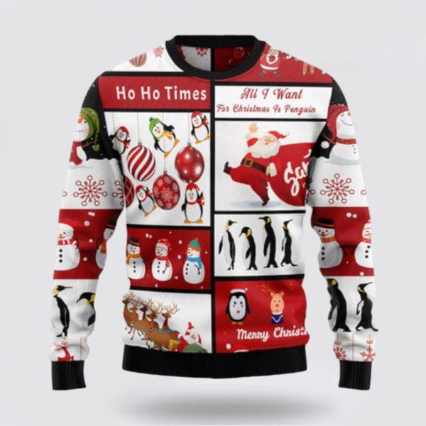Santa Claus Sweater, Cute Penguin Santa Claus Ugly Sweater, Funny Santa Sweaters, Santa Claus Outfit History
