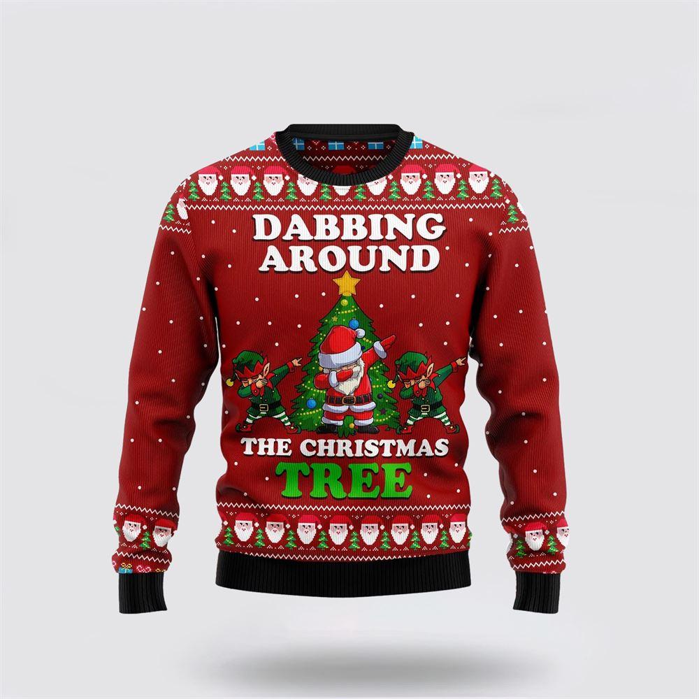 Santa Claus Sweater, Dabbing Around The Christmas Tree Santa Claus Ugly Christmas Sweater, Santa Claus Outfit History