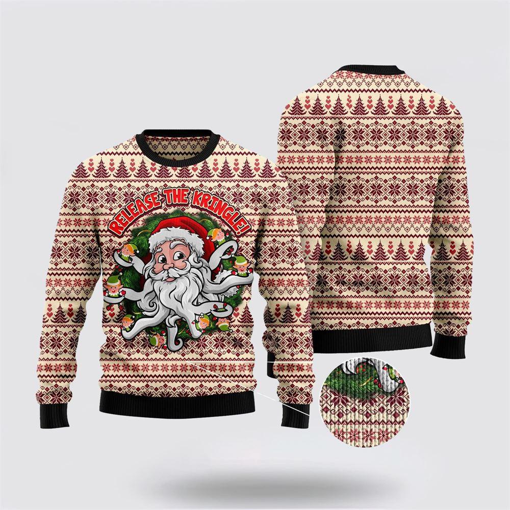 Santa Claus Sweater, Funny Santa Claus Release the Kringle Ugly Christmas Sweater, Santa Claus Outfit History