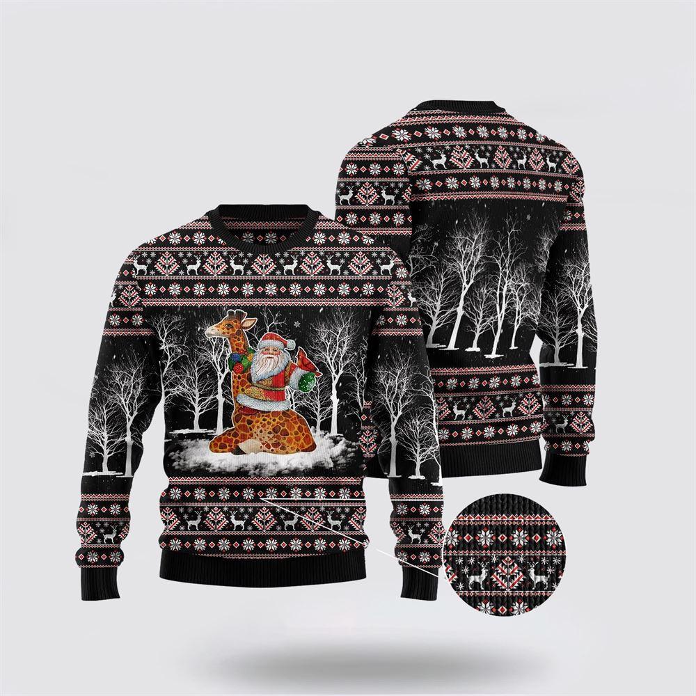 Santa Claus Sweater, Giraffe Santa Claus Ugly Christmas Sweater, Santa Claus Outfit History