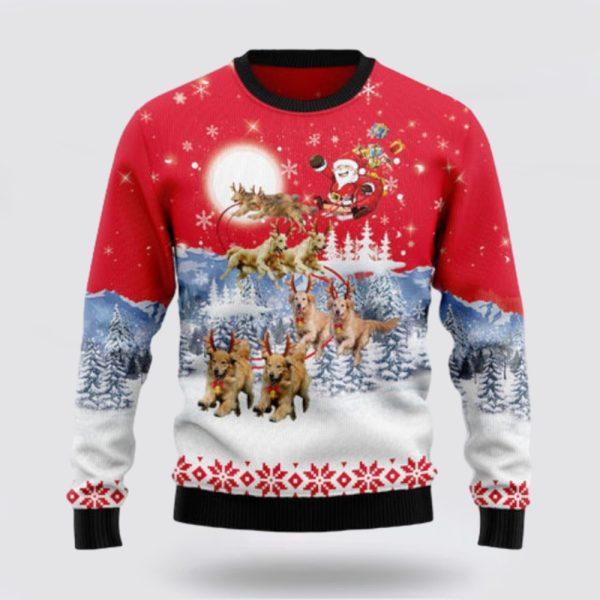 Santa Claus Sweater, Golden Retriever Santa Claus Ugly Sweater, Funny Santa Sweaters, Santa Claus Outfit History