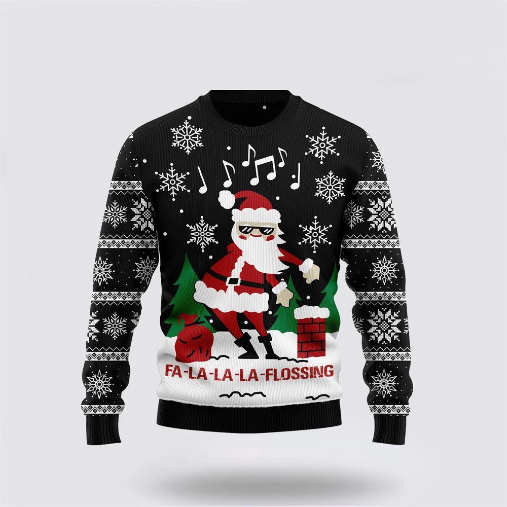 Santa Claus Sweater, La-La-La Flossing Santa Claus Ugly Christmas Sweater, Santa Claus Outfit History Santa Claus Sweater, La-La-La Flossing Santa Claus Ugly Christmas Sweater, Santa Claus Outfit History