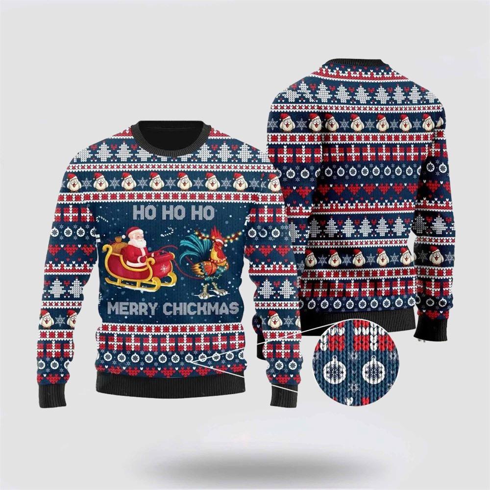 Santa Claus Sweater, Santa Claus And Chicken Ho Ho Ho Mery Chickmas Ugly Christmas Sweater, Santa Claus Outfit History Santa Claus Sweater, Santa Claus And Chicken Ho Ho Ho Mery Chickmas Ugly Christmas Sweater, Santa Claus Outfit History