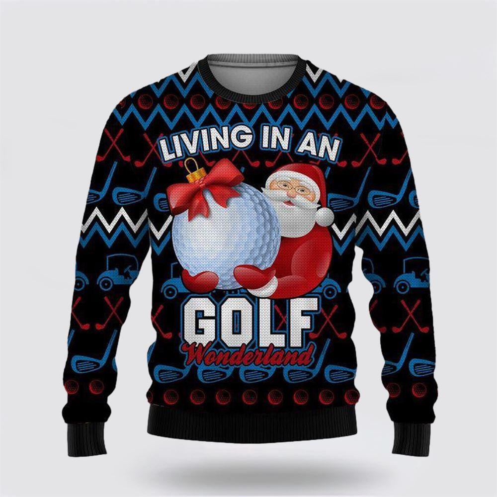 Santa Claus Sweater, Santa Claus Golf Wonderland Ugly Christmas Sweater, Santa Claus Outfit History Santa Claus Sweater, Santa Claus Golf Wonderland Ugly Christmas Sweater, Santa Claus Outfit History