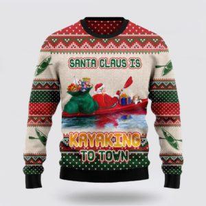 Santa Claus Sweater, Santa Claus Is Kayaking…