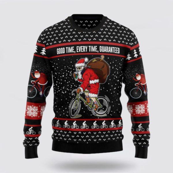 Santa Claus Sweater, Santa Claus Love Biking Ugly Sweater, Funny Santa Sweaters, Santa Claus Outfit History