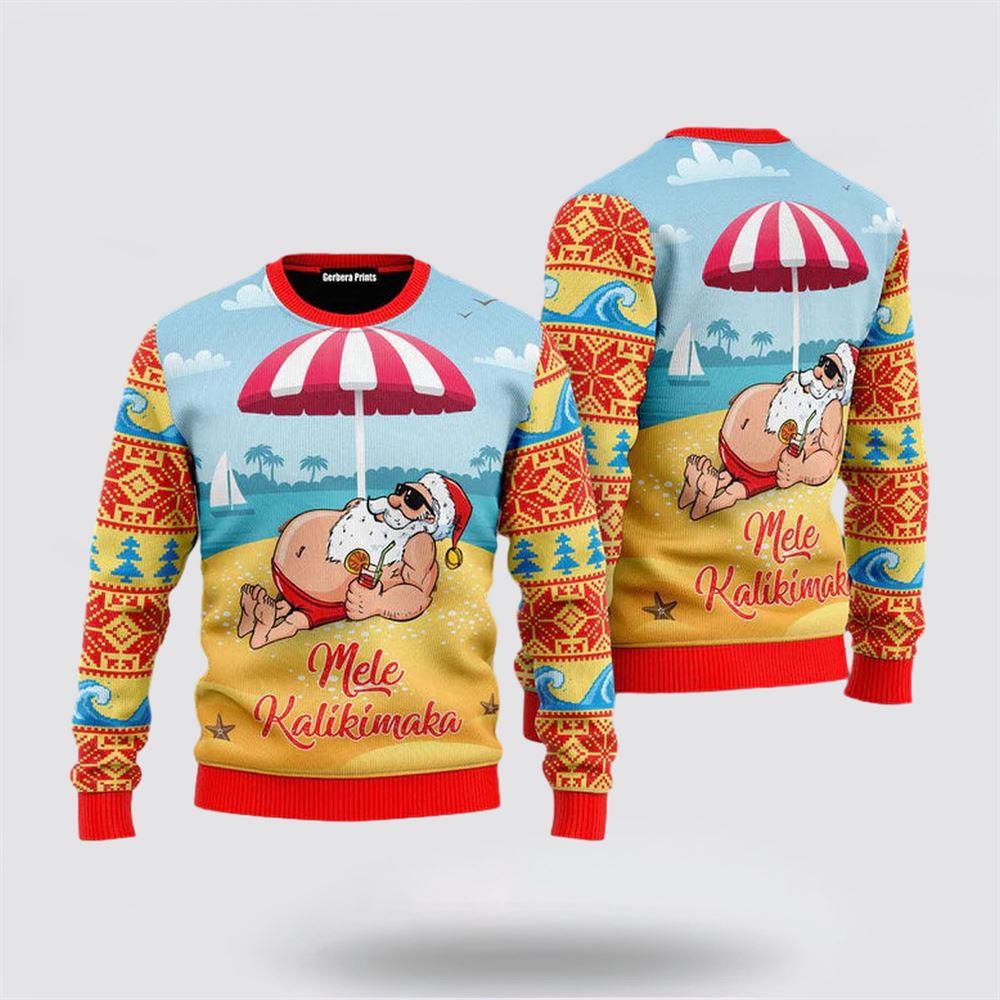 Santa Claus Sweater, Santa Claus Mele Kalikimaka Beach Ugly Christmas Sweater, Santa Claus Outfit History Santa Claus Sweater, Santa Claus Mele Kalikimaka Beach Ugly Christmas Sweater, Santa Claus Outfit History