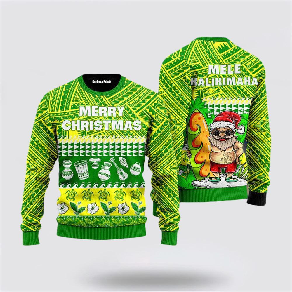 Santa Claus Sweater, Santa Claus Mele Kalikimaka Christmas Sweater, Santa Claus Outfit History
