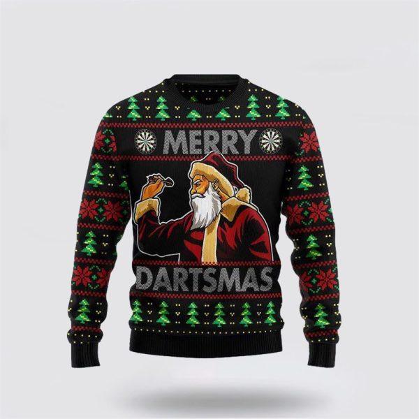 Santa Claus Sweater, Santa Claus Merry Dartsmas Ugly Christmas Sweater, Santa Claus Outfit History