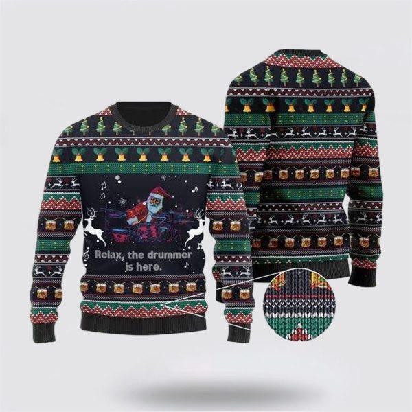 Santa Claus Sweater, Santa Claus Plays Drum Ugly Christmas Sweater, Santa Claus Outfit History