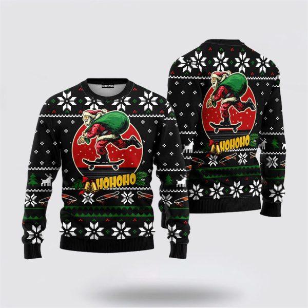 Santa Claus Sweater, Santa Claus Skateboard Ugly Christmas Sweater, Santa Claus Outfit History