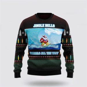 Santa Claus Sweater, Santa Claus Surfing Ugly…