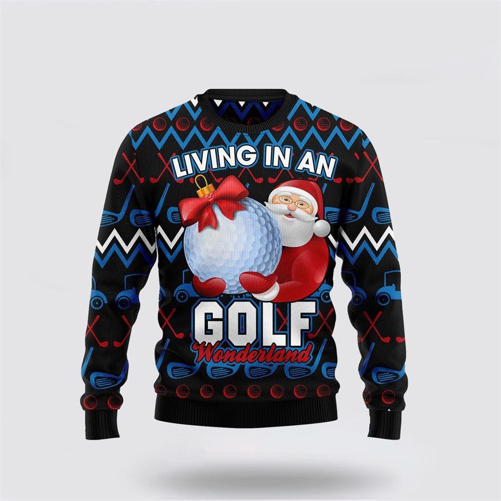 Santa Claus Sweater, Santa Clause Golf Wonderland Ugly Christmas Sweater, Santa Claus Outfit History