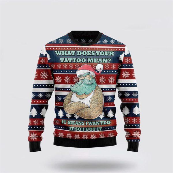 Santa Claus Sweater, Santa Clause Love Tattoo Ugly Christmas Sweater, Santa Claus Outfit History