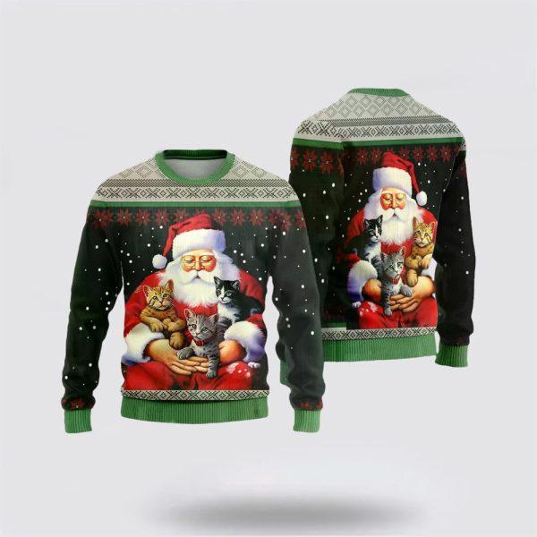 Santa Claus Sweater, Santa Loves Cats Ugly Christmas Sweaters, Funny Santa Sweaters, Santa Claus Outfit History
