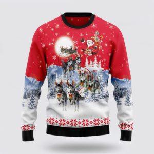Santa Claus Sweater, Siberian Husky Santa Claus…