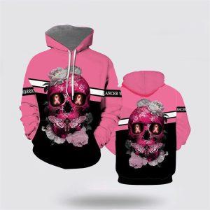 Breast Cancer Hoodie, Skull Flower Breast Cancer…
