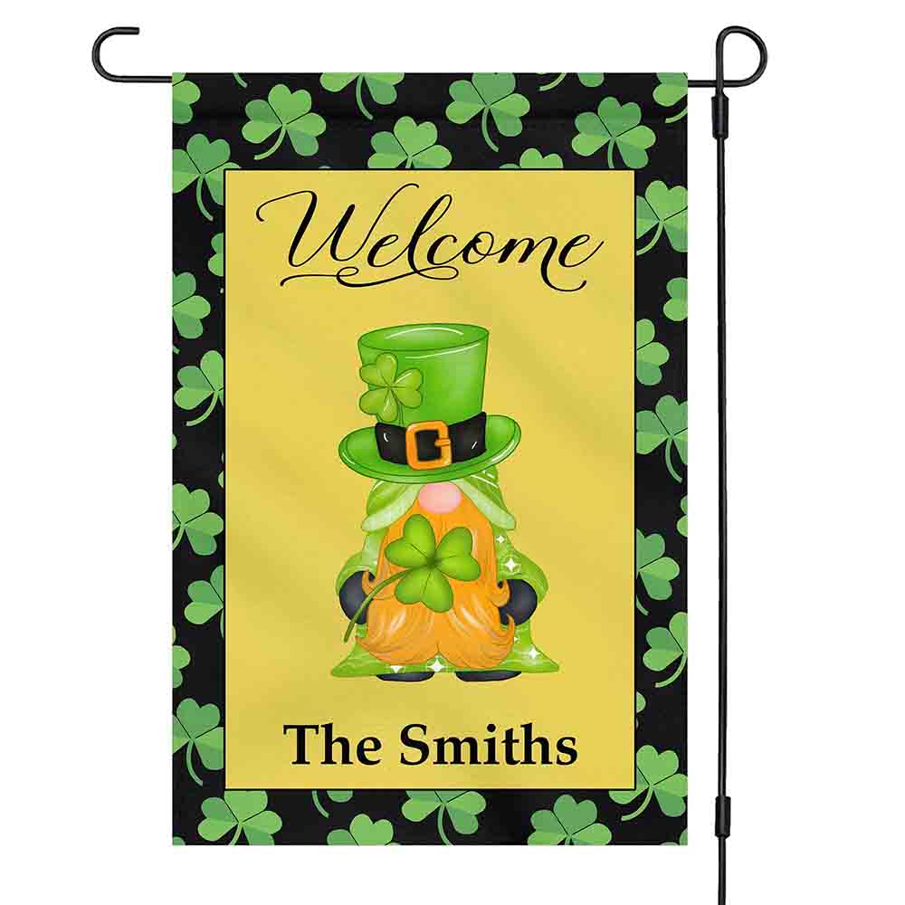 St Patrick’s Day Flag, Gnome St Patricks Day Custom Garden Flag, St Patrick’s Day Garden Flag