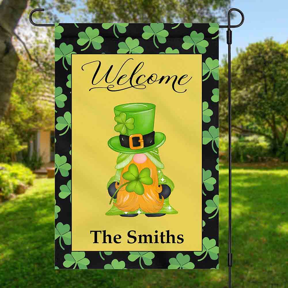 St Patrick’s Day Flag, Gnome St Patricks Day Custom Garden Flag, St Patrick’s Day Garden Flag