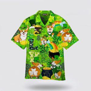 St Patrick’s Day Hawaiian Shirt, Corgi Happy Saint Patricks Day Hawaiian Shirt, St Patricks Day Shirts
